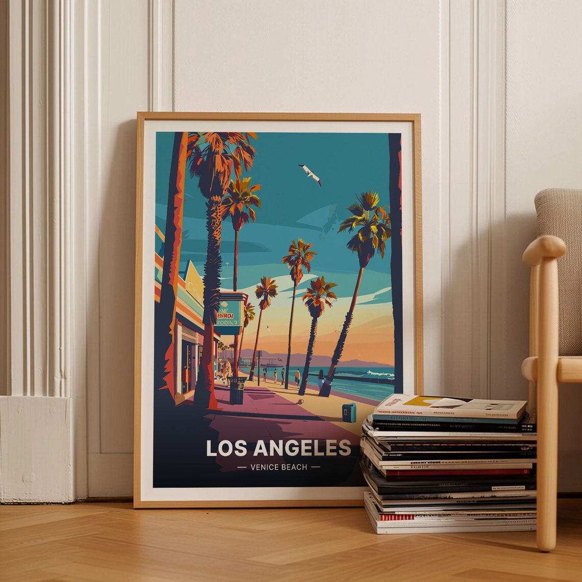 Los Angeles Venice Beach Palm Boardwalk California Travel Poster