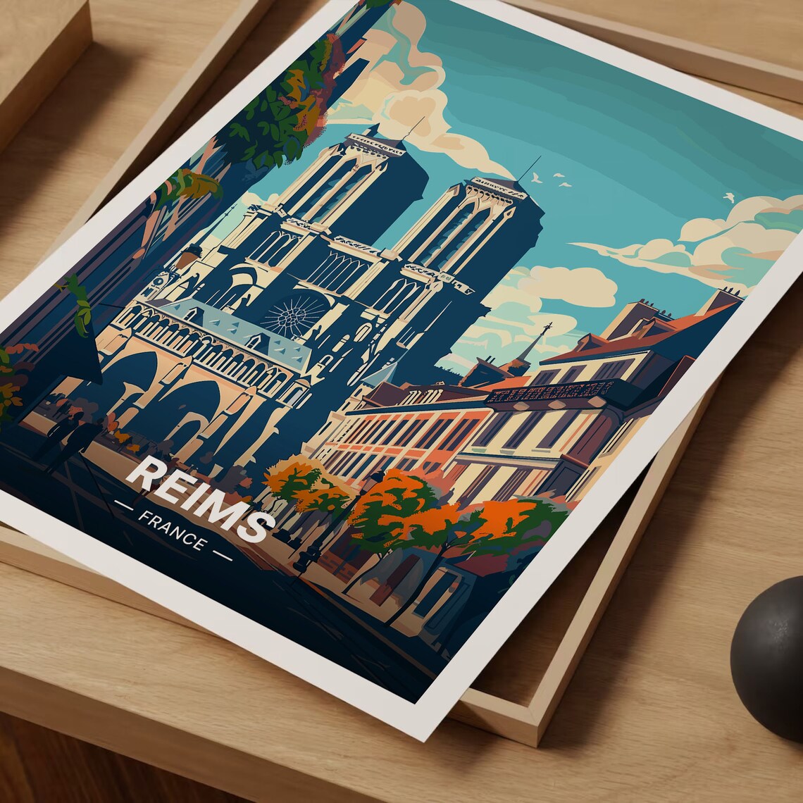 Reims Travel Poster France Cityscape Art Home Office Decor French Travel Theme Art Lover Gift C20 1410 - Image 3