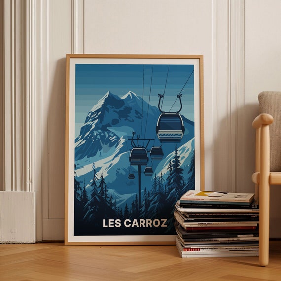 French Alps Travel Poster Les Carroz Ski Resort Art Retro Europe Skiing Snowboarding Decor C20 1879