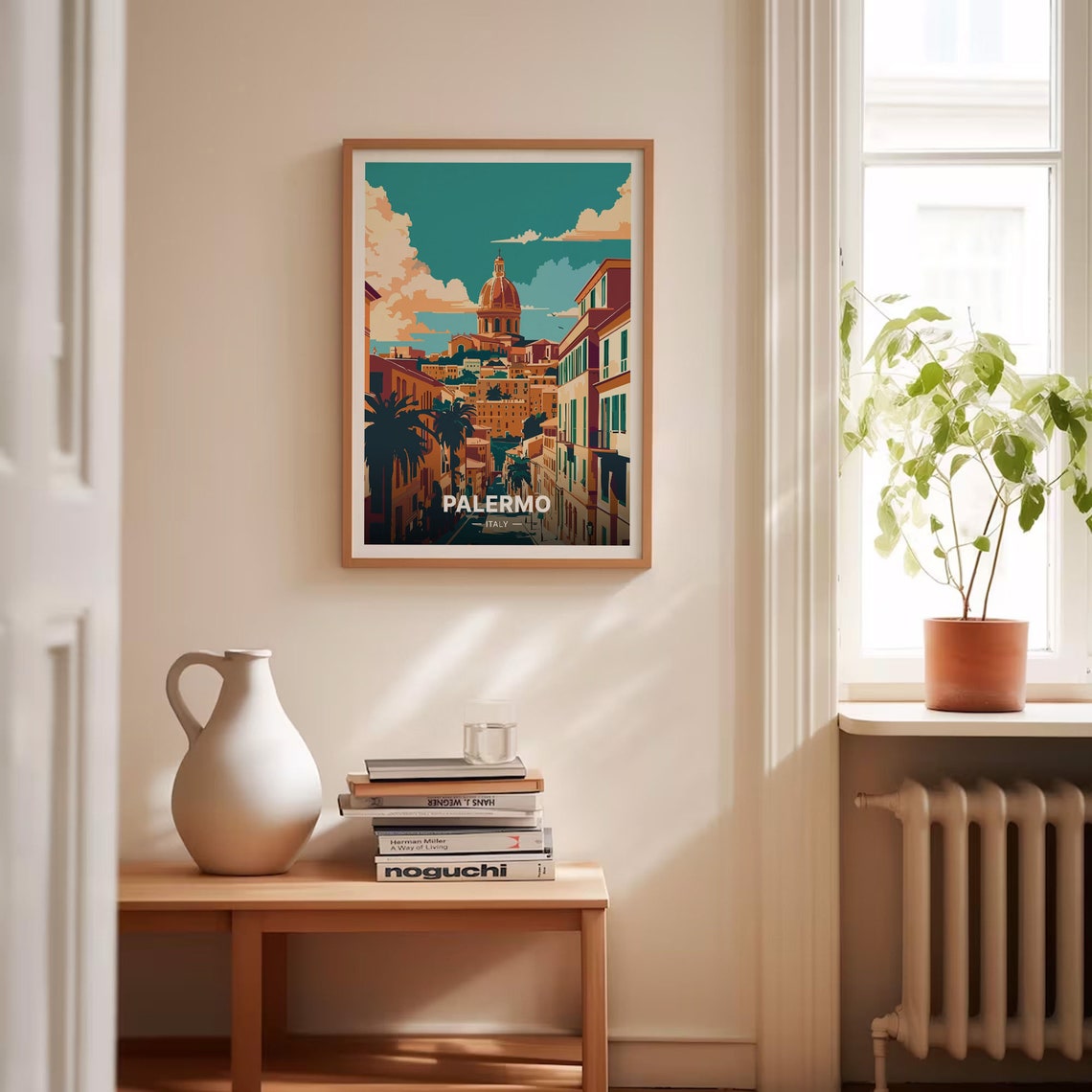 Palermo Italy Domed Cathedral Cityscape Sunset Travel Poster - Image 4