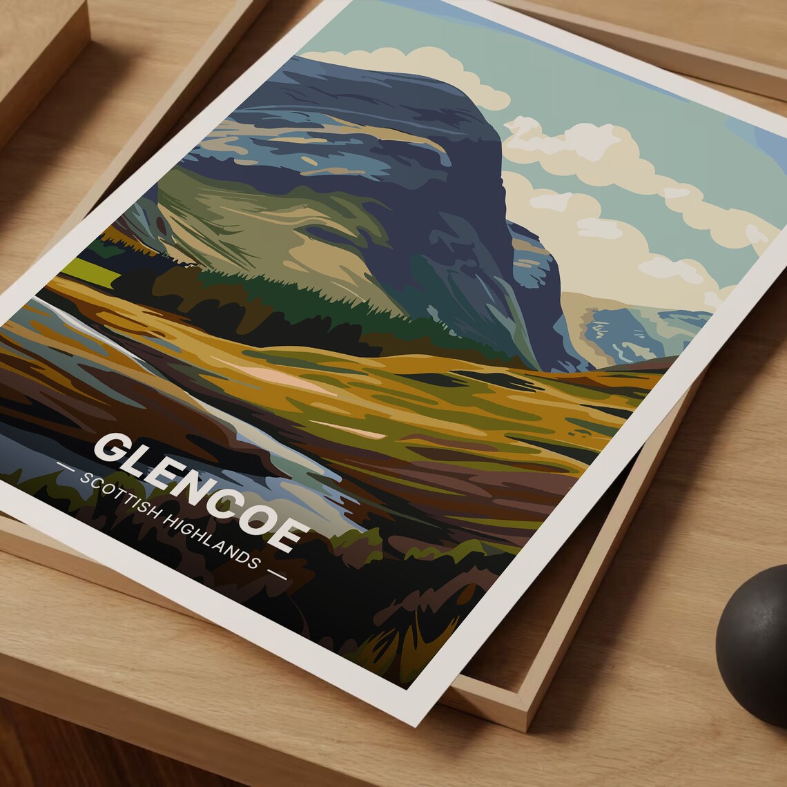 Glencoe Scottish Highlands Mountain Valley River Dramatic Travel Poster - Image 3