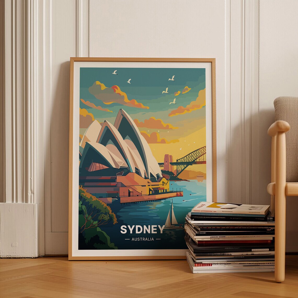 Sydney Cityscape Travel Poster, Australia Wall Art