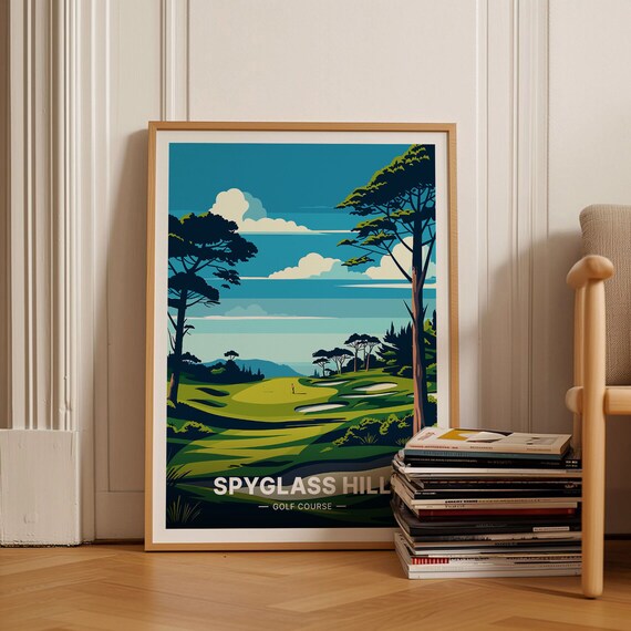 Golf Course Travel Poster Spyglass Hill Art Print Wall Decor For Home Office Gift For Golf Lovers C20 1226