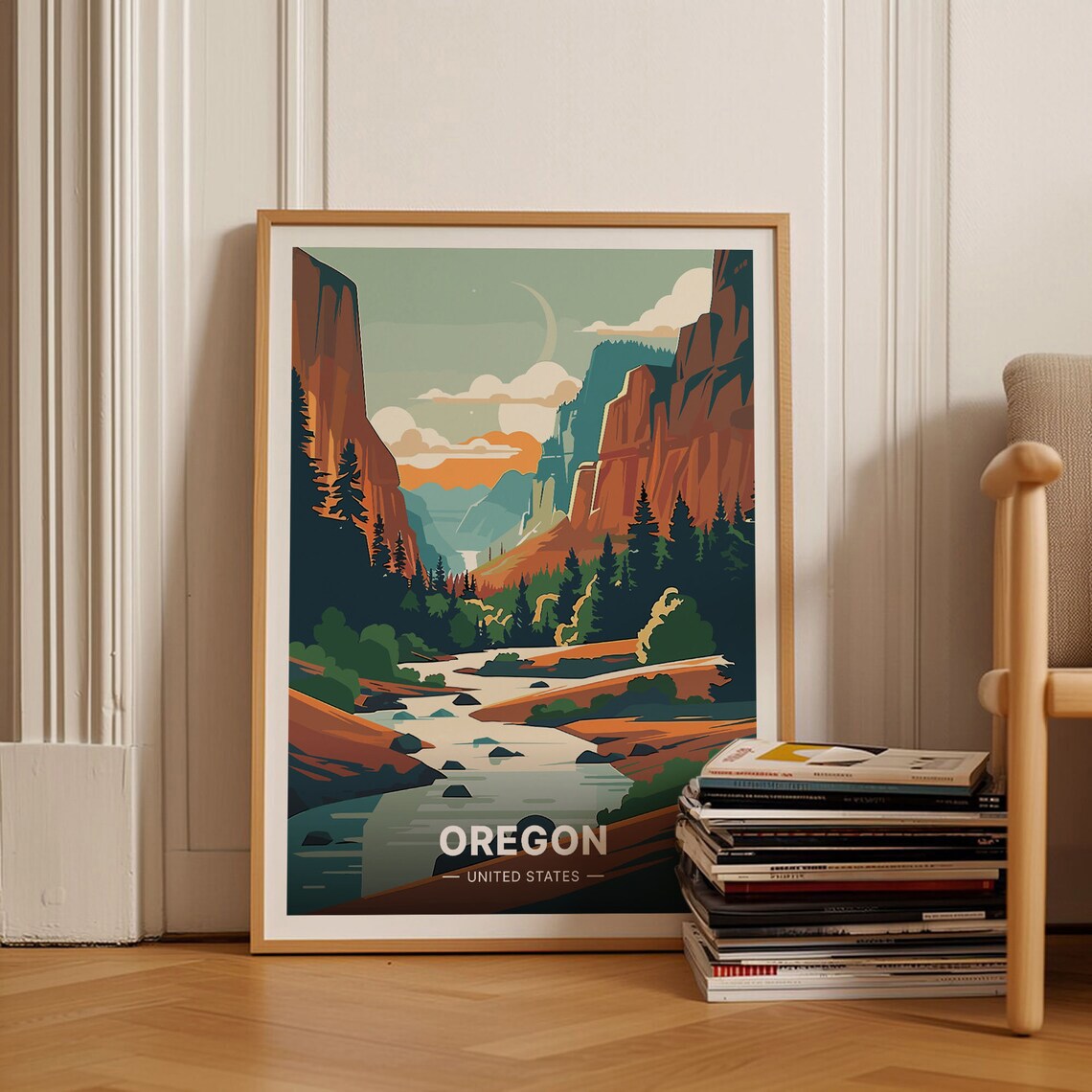 Oregon Vintage Style Retro Travel Poster
