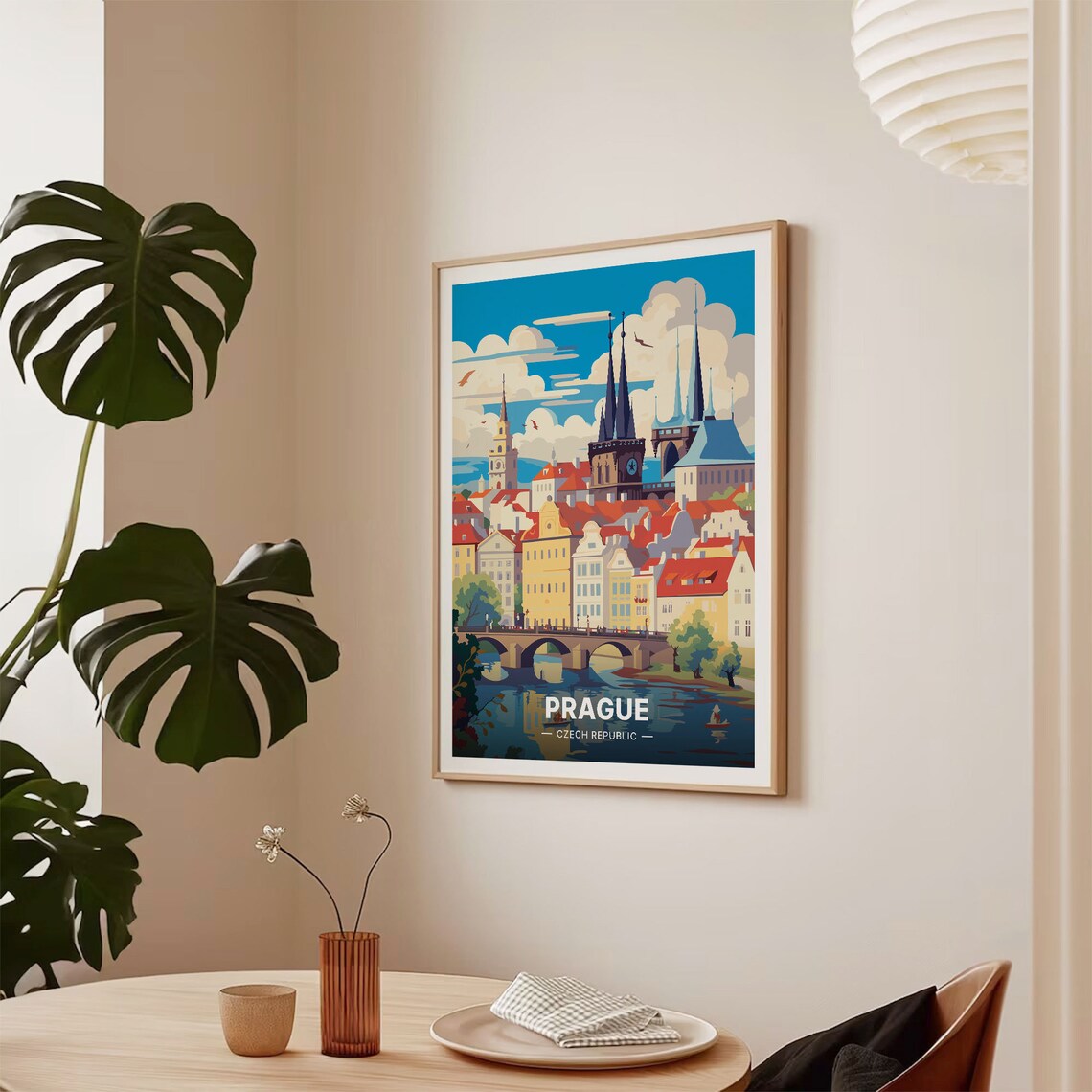 Prague Cityscape Travel Poster, Czech Republic - Image 2