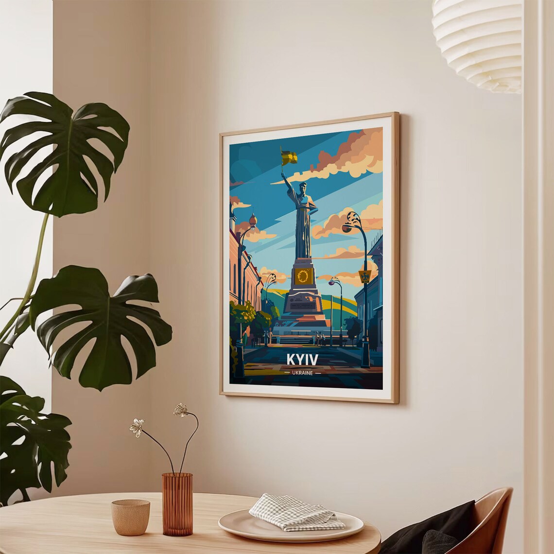 Kyiv Ukraine Bold Monument Flag City Avenue Sunset Travel Poster - Image 2
