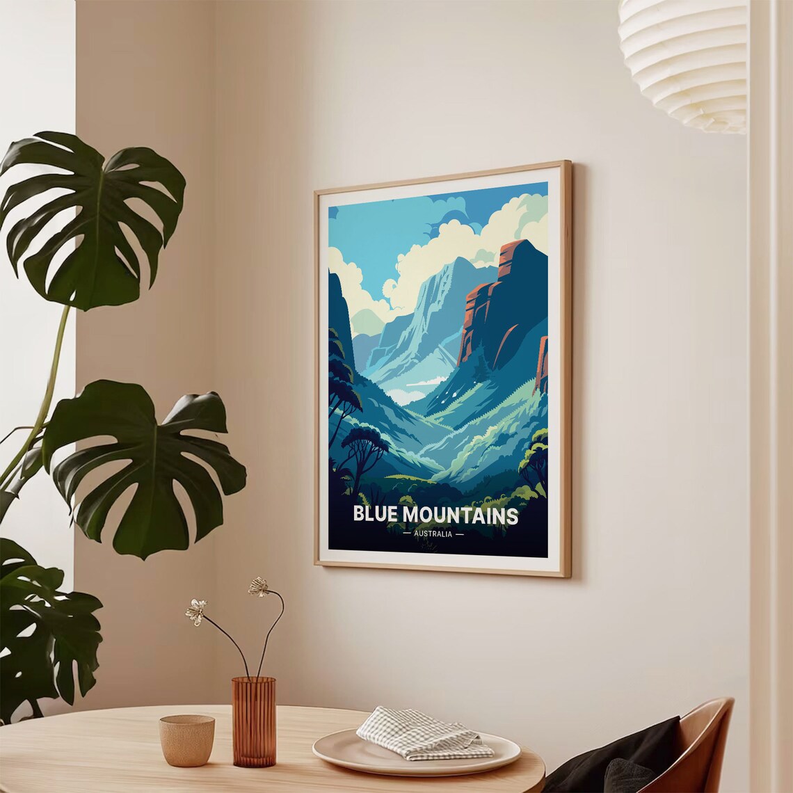 Blue Mountains Australia Rugged Peaks Vintage Nature Travel Poster - Image 2