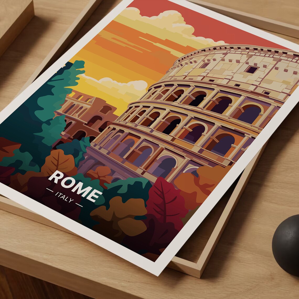 Rome Colosseum Travel Poster, Italy City Decor - Image 3