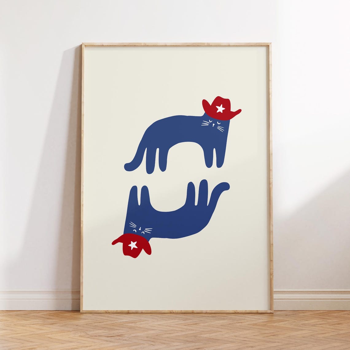 Western Americana Kitty Print Fourth Of July Poster Cat Lovers Decor Digital Download