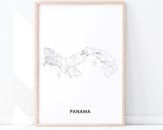 Panama Map, Black White Modern Travel Poster