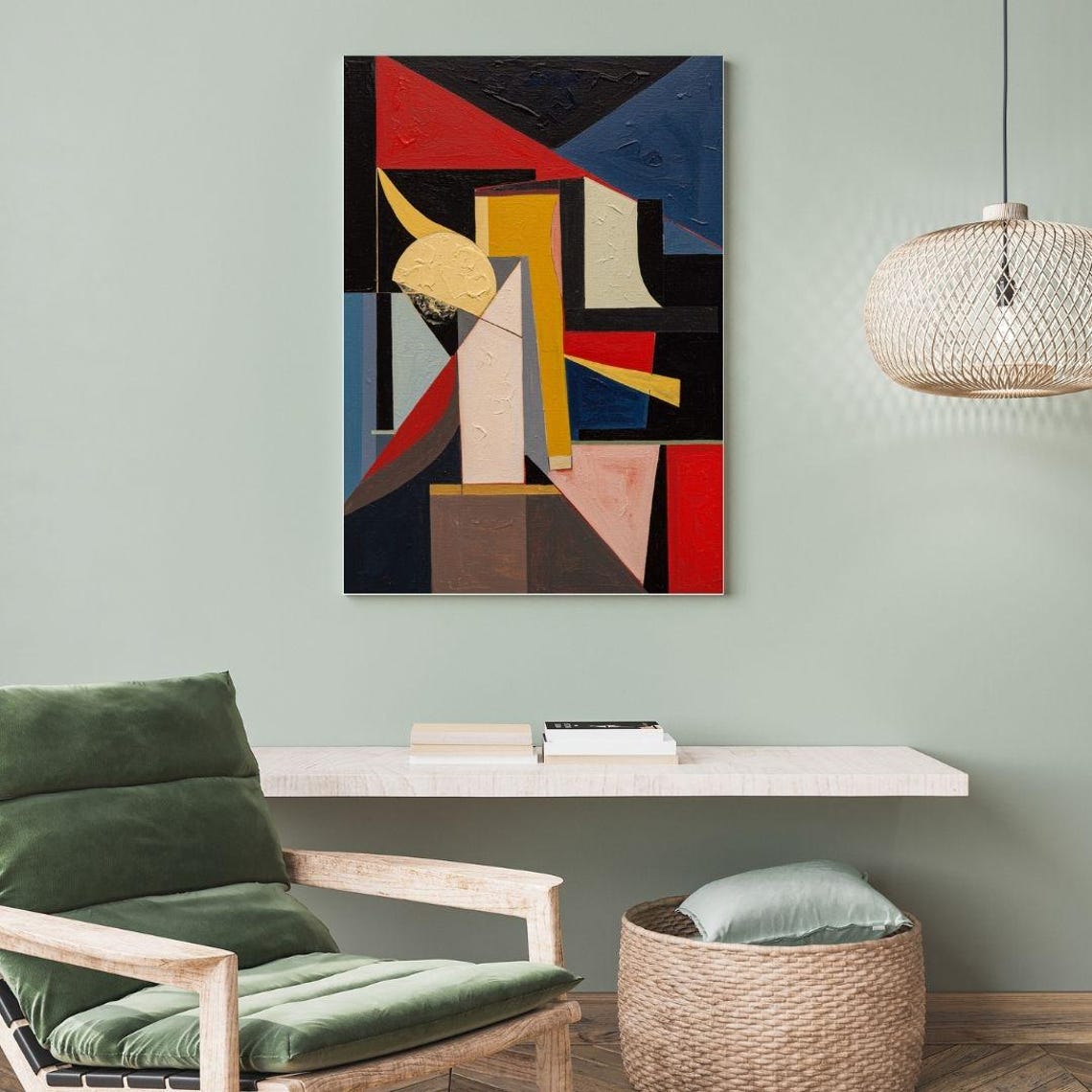 Bold Red Blue And Yellow Geometric Shapes Abstract Art Poster - Image 4