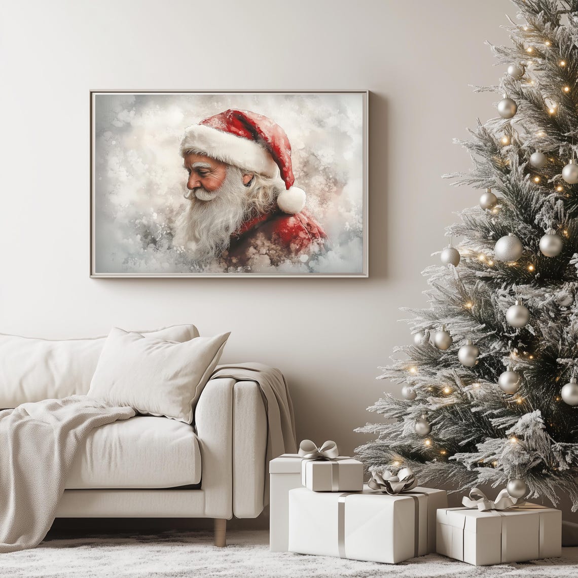 Santa Claus Christmas Wall Art Vintage Winter Print Farmhouse Christmas Decor Xmas Wall Art Holiday Oil Painting Holiday Decor - Image 3