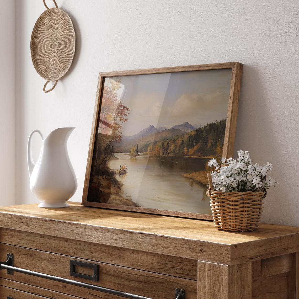 Autumn Lake With Mountain Views And Anglers On The Shore Poster - Image 3