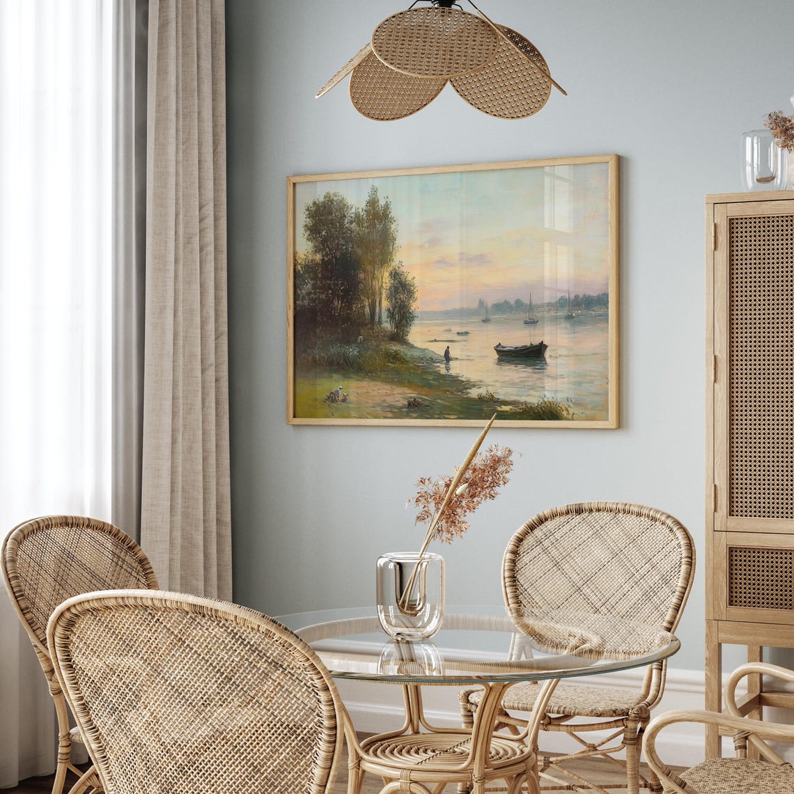 Sunset Harbor Boats Romantic Vintage Seascape Nautical Art Poster - Image 2