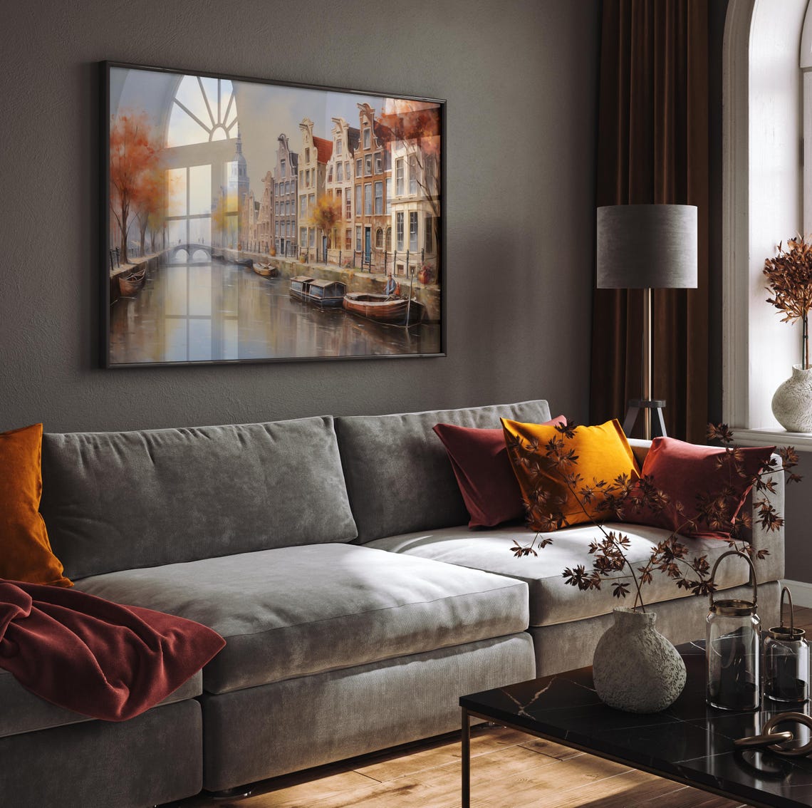Amsterdam Canal In Autumn With Gabled Houses Travel Art Poster - Image 2