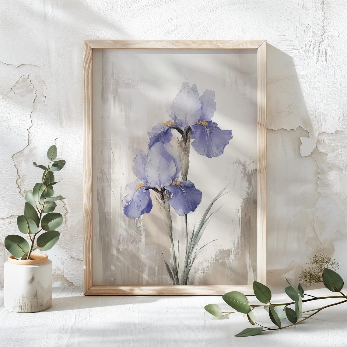 Purple Iris Blooms In A Delicate Botanical Oil Painting Poster - Image 4