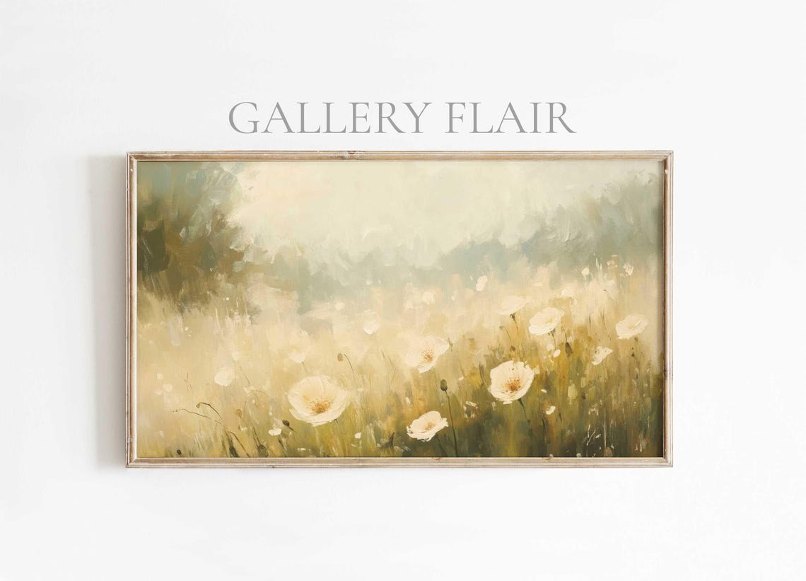 White Poppies Golden Meadow Impressionist Spring Landscape Poster