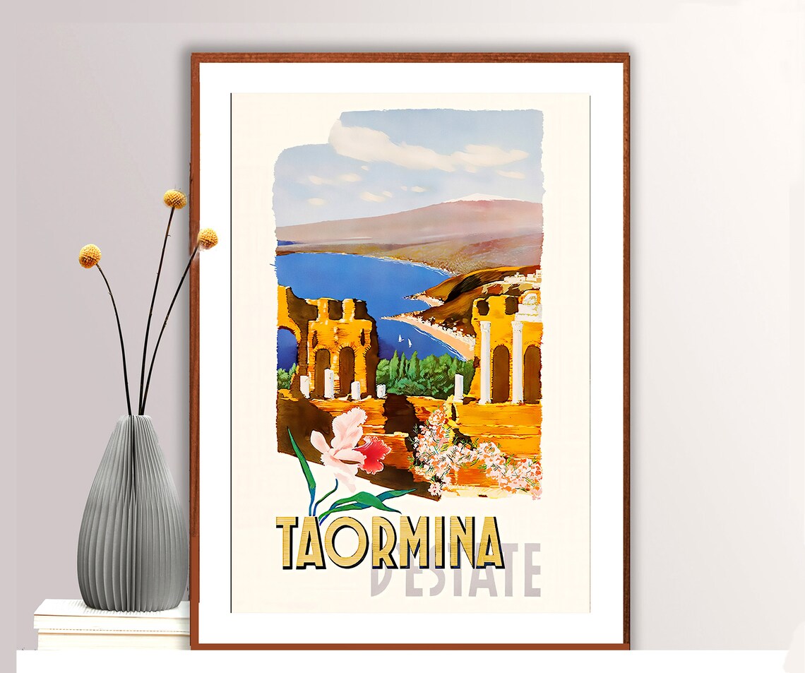 Taormina Sicily Italy Gift Idea Travel Poster