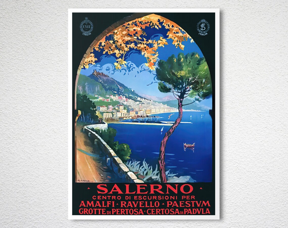 Salerno Italy Vintage Travel Poster Art Print - Image 2