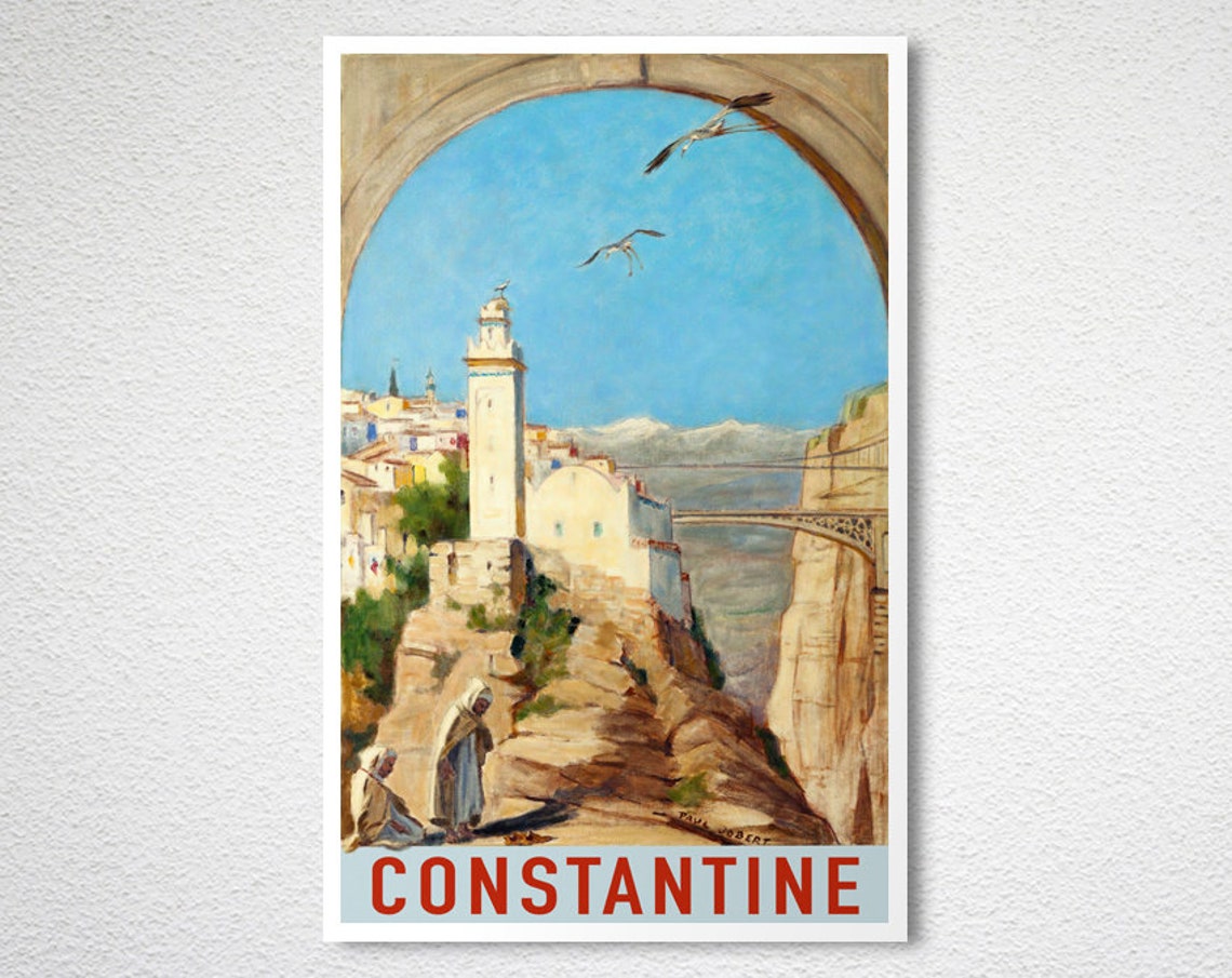 Constantine Algeria Gorge Bridge Mosque Vintage Travel Poster - Image 2