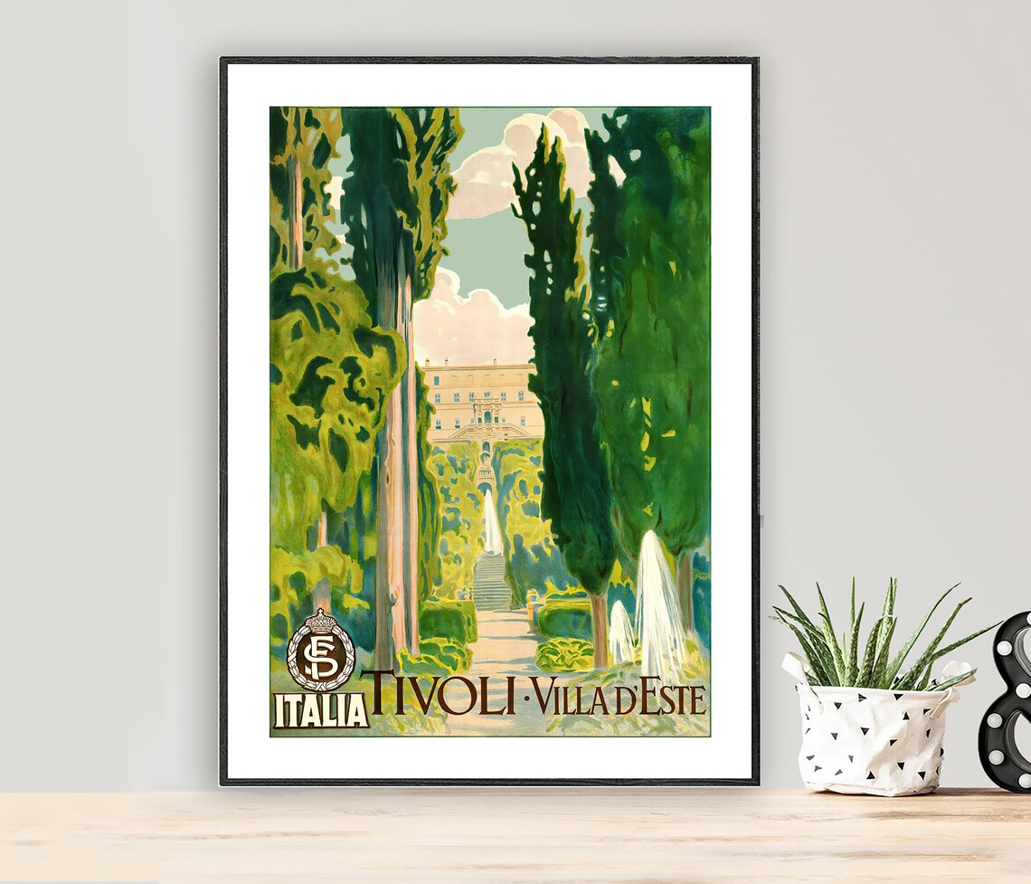 Tivoli Villa Deste Italy Vintage Travel Poster