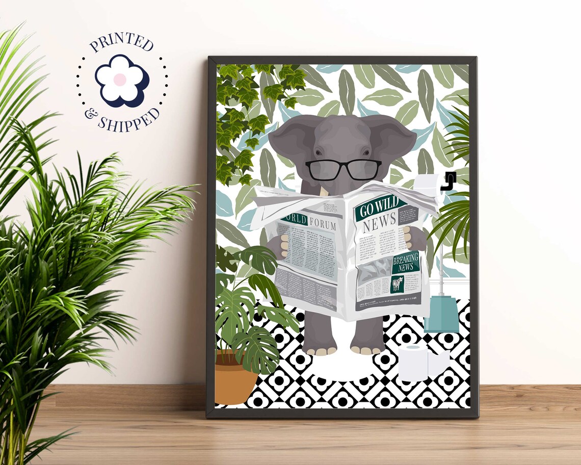 Elephant Kids Decor Botanical Poster Print