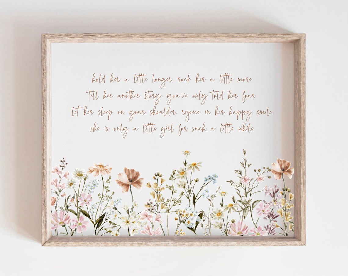 Girl Nursery Quote Wall Art Print, Boho Wildflower