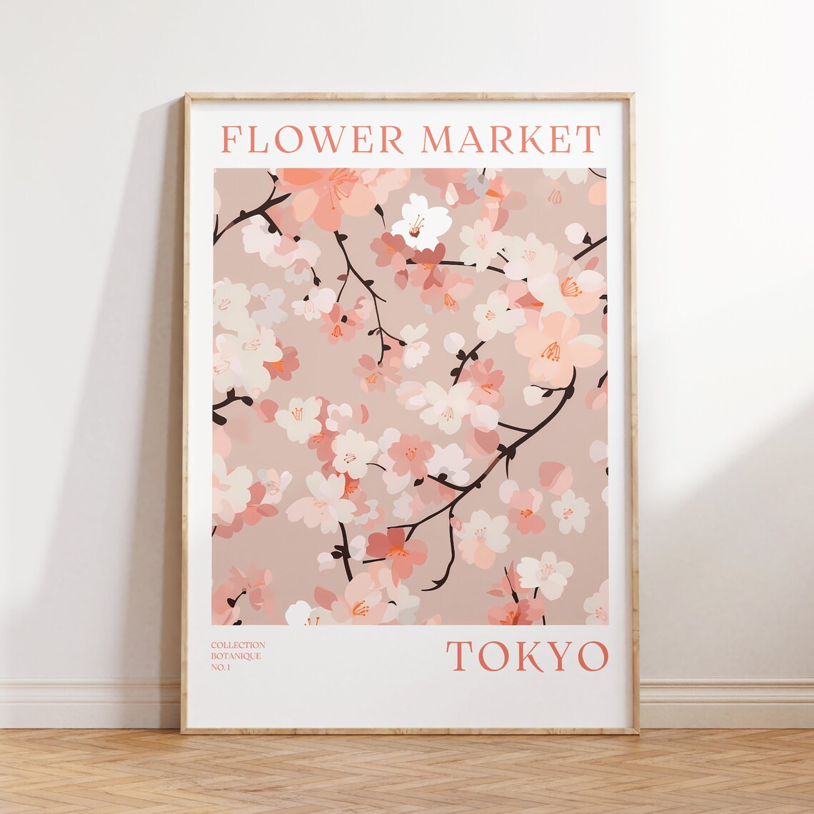 Tokyo Japan Cherry Blossom Flower Market Botanical Art Poster
