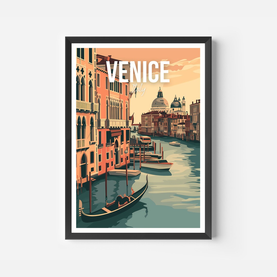 Venice Italy Grand Canal Gondola Palazzi Domes Travel Poster - Image 2