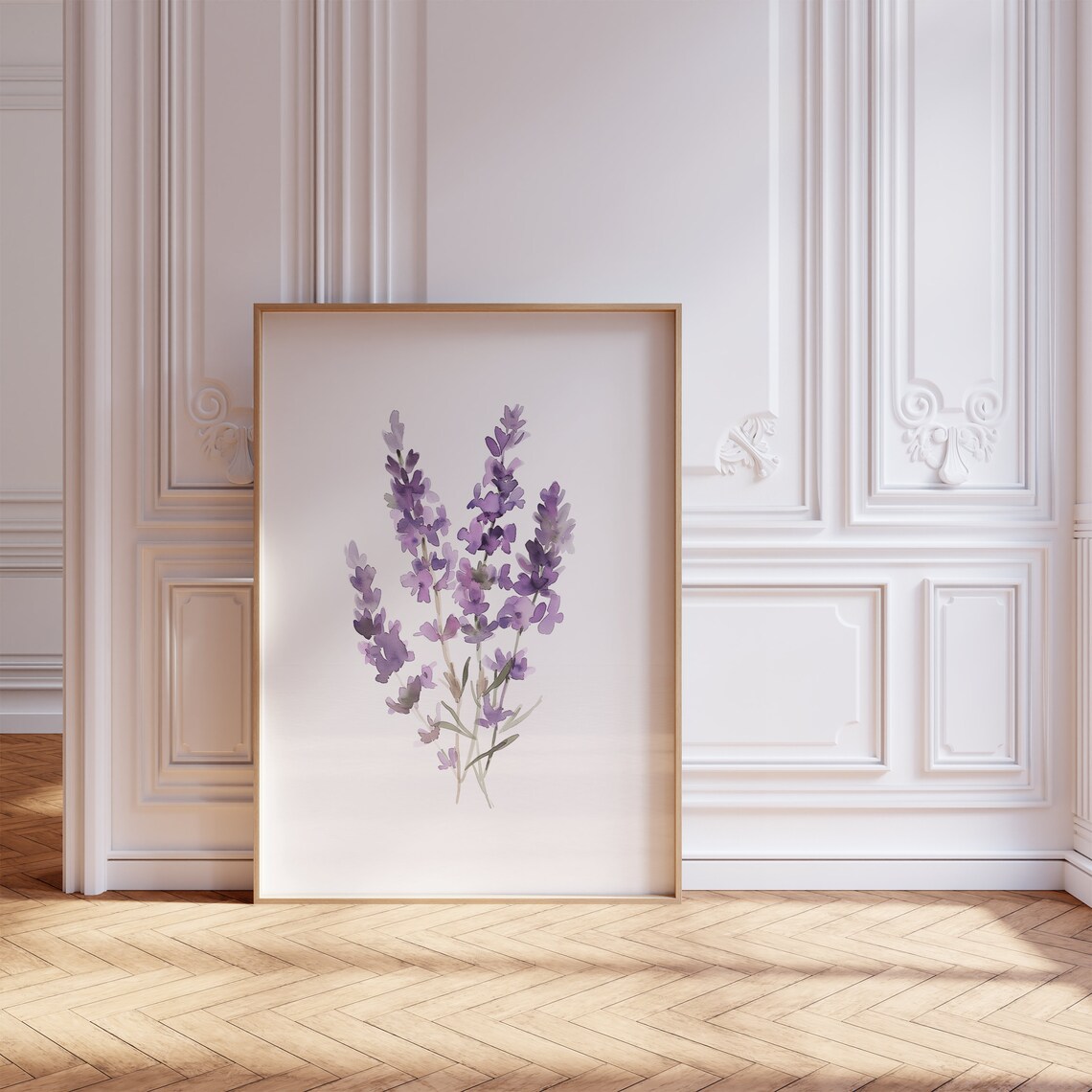 Purple Lavender Watercolor Sprigs Calming Botanical Art Poster - Image 2