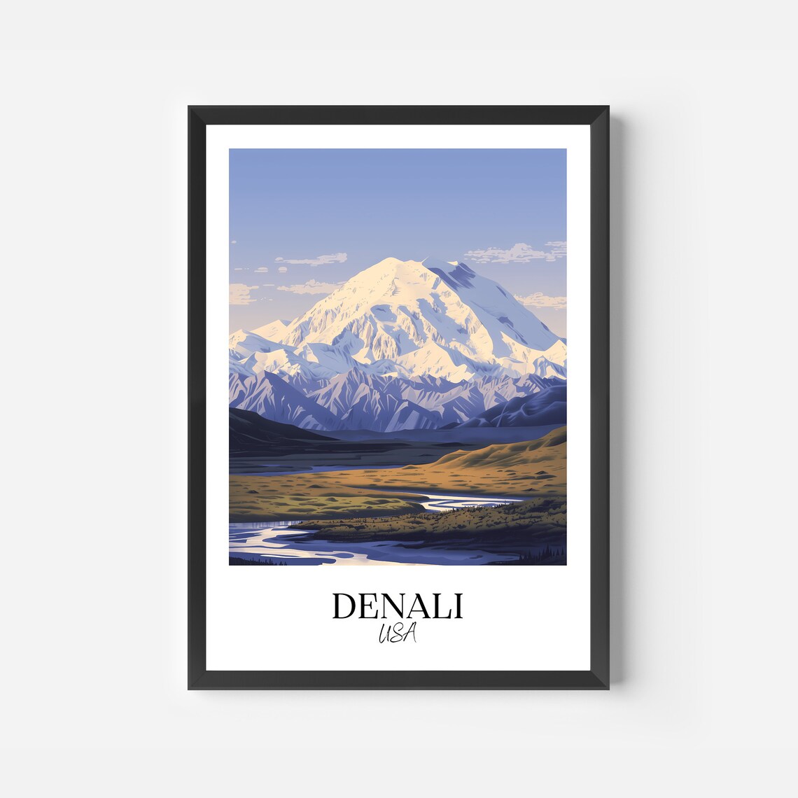 Denali USA Alaska Snow Mountain Vista Vintage Style Travel Poster - Image 2
