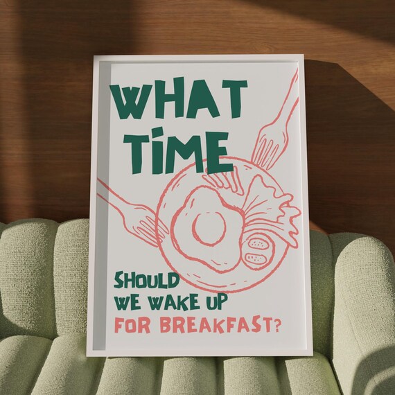 Funky Breakfast Print Cute Trendy Kitchen Decor Club Modern Art Food Poster For