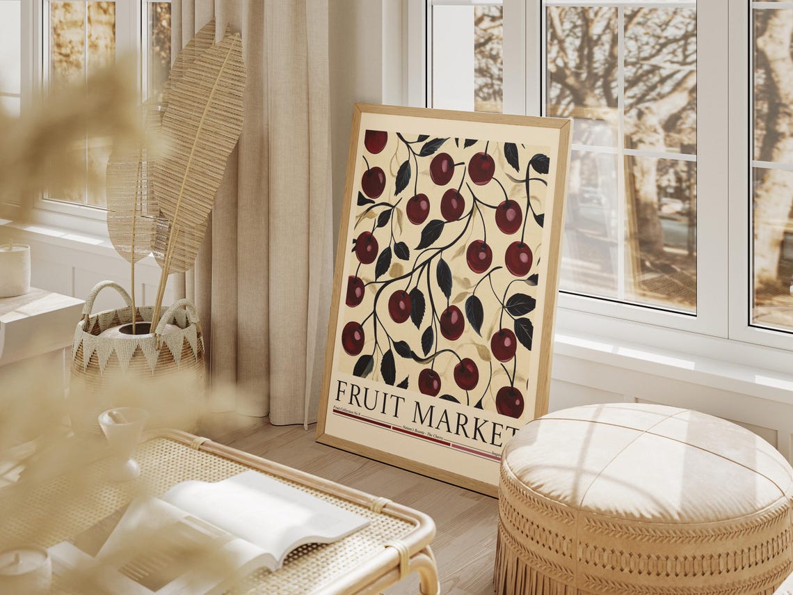 Cherry Fruit Market, Kitchen Wall Decor Art Print - Image 4