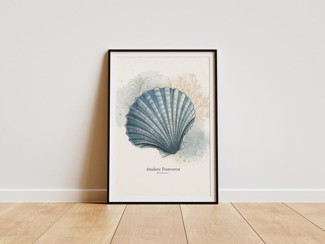 Watercolor Seashell Art Print, Coastal Antique Drawing - Image 6