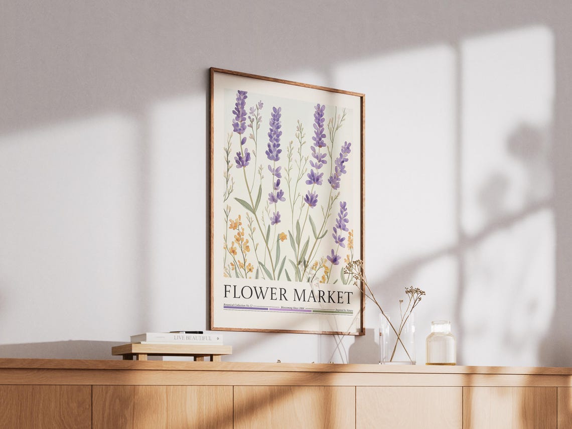 Lavender Flower Market, Modern Abstract Floral Poster - Image 2
