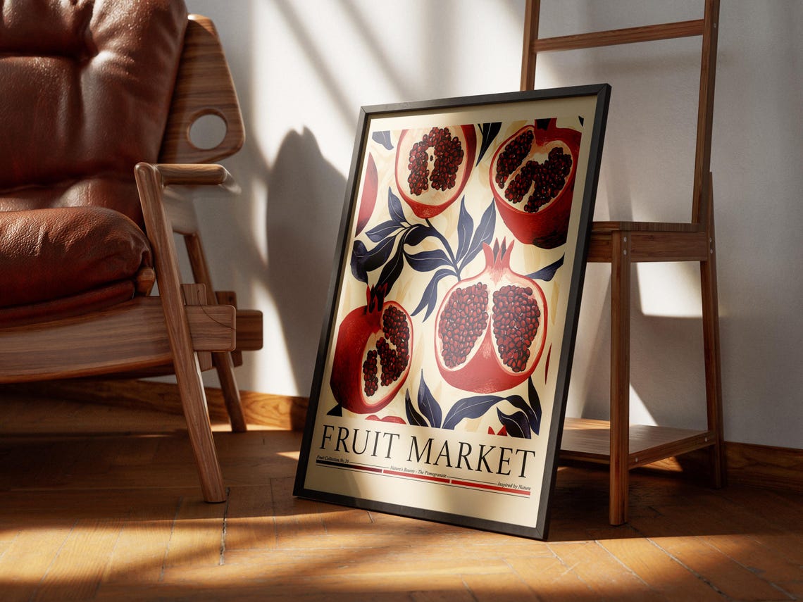 Pomegranate Fruit Market Poster, Modern Abstract Fruit - Image 5