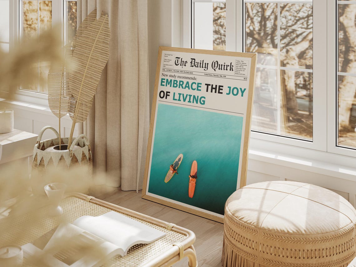 Embrace The Joy Of Living Newspaper Print, Girl Dorm Room - Image 3