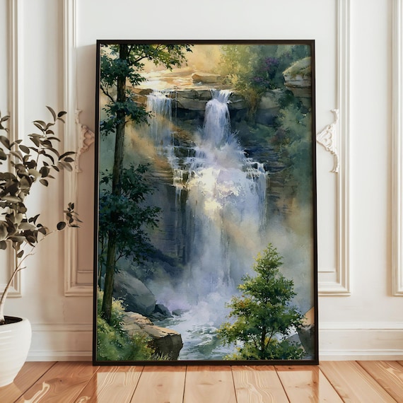 Cuyahoga Valley National Park Forest Waterfall Watercolor Poster
