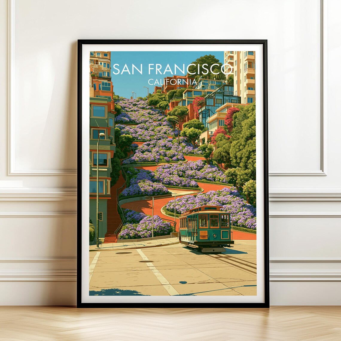 Lombard Street San Francisco California Vintage Travel Poster