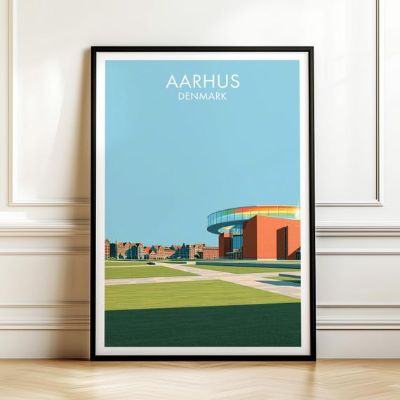 Aros Museum Aarhus Denmark Travel Poster Vintage Cityscape Wall Art Print