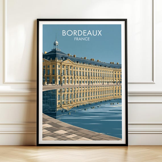 Place De La Bourse Bordeaux France Travel Poster Vintage Europe Cityscape Wall Art