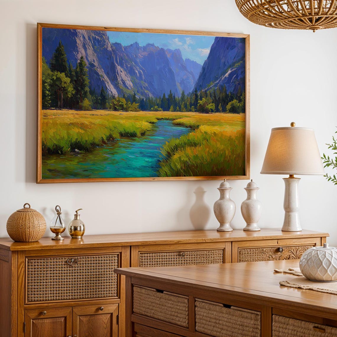 Kings Canyon National Park River Meadow Granite Cliffs Poster