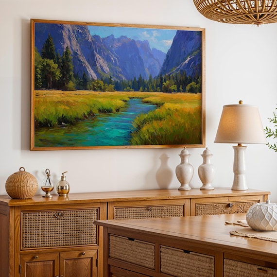 Kings Canyon National Park River Meadow Granite Cliffs Poster