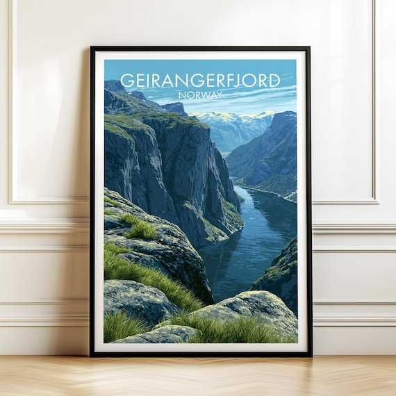 Geirangerfjord Norway Vintage Travel Poster