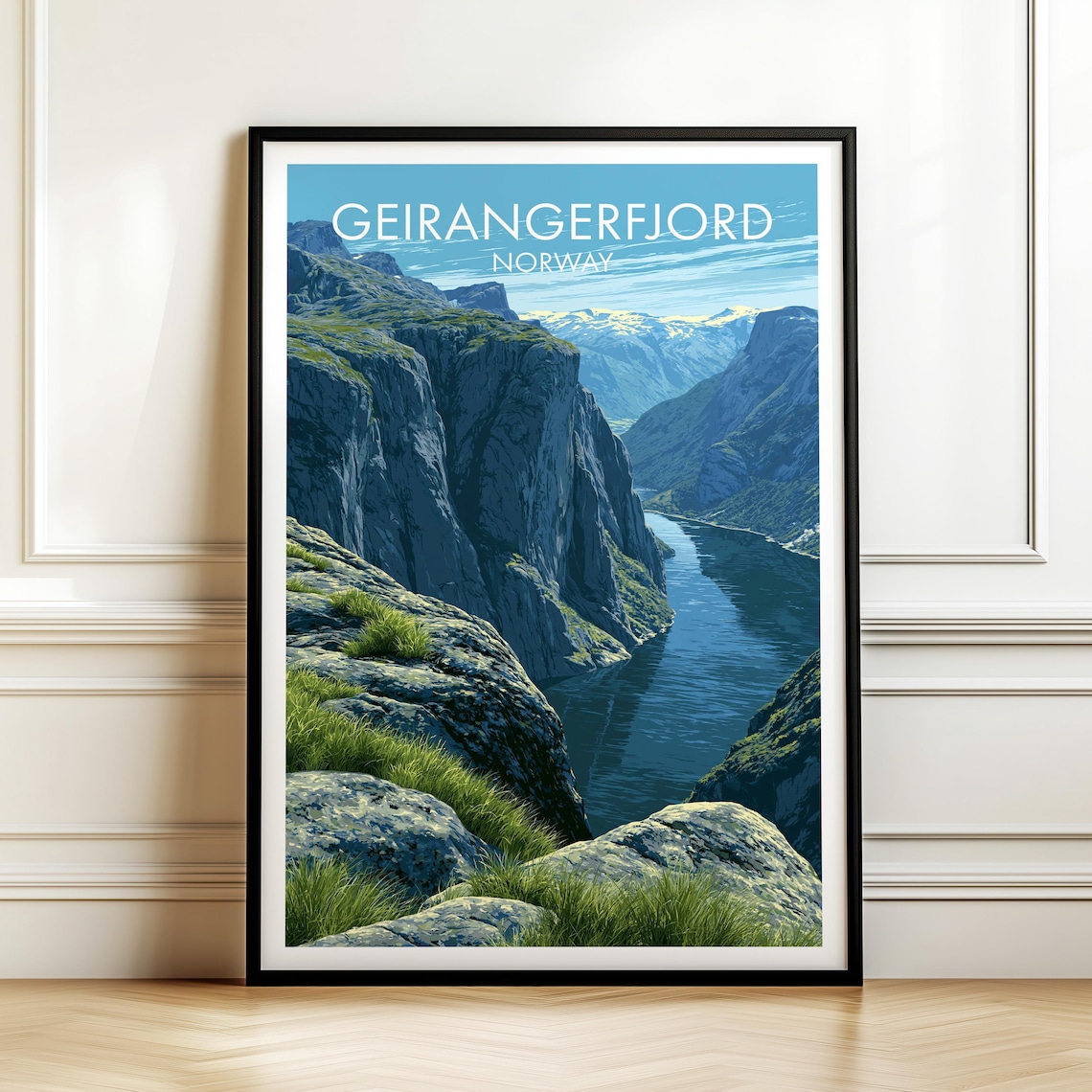 Geirangerfjord Norway Vintage Travel Poster