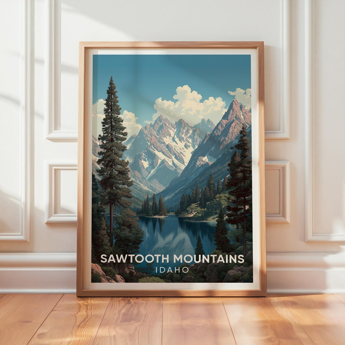 Sawtooth Mountains Idaho Vintage Travel Poster