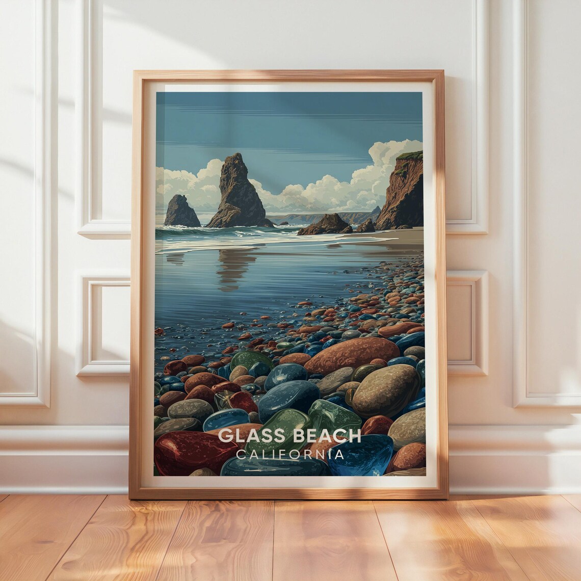 Glass Beach California Vintage Travel Poster