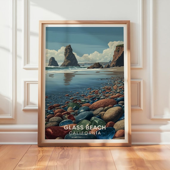 Glass Beach California Vintage Travel Poster