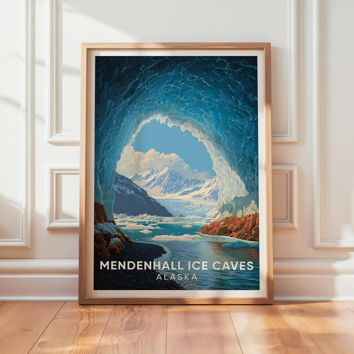 Mendenhall Ice Caves Alaska Vintage Travel Poster