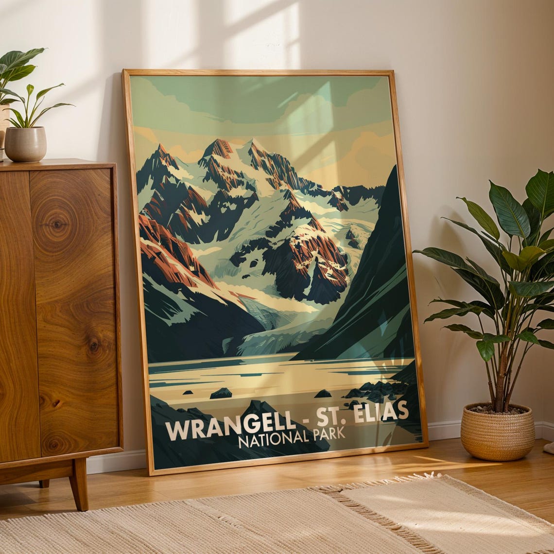 Wrangell St Elias National Park Glacier Peaks Retro Travel Poster